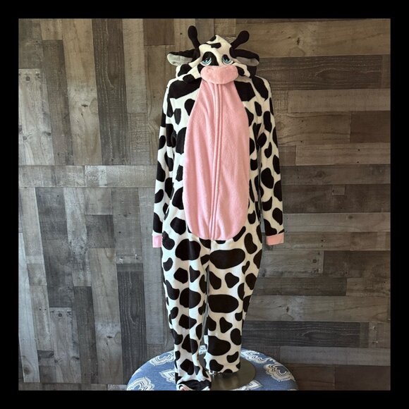 Spirit Halloween cow onesie costume adult large fleece loungewear trick or treat - Picture 1 of 10